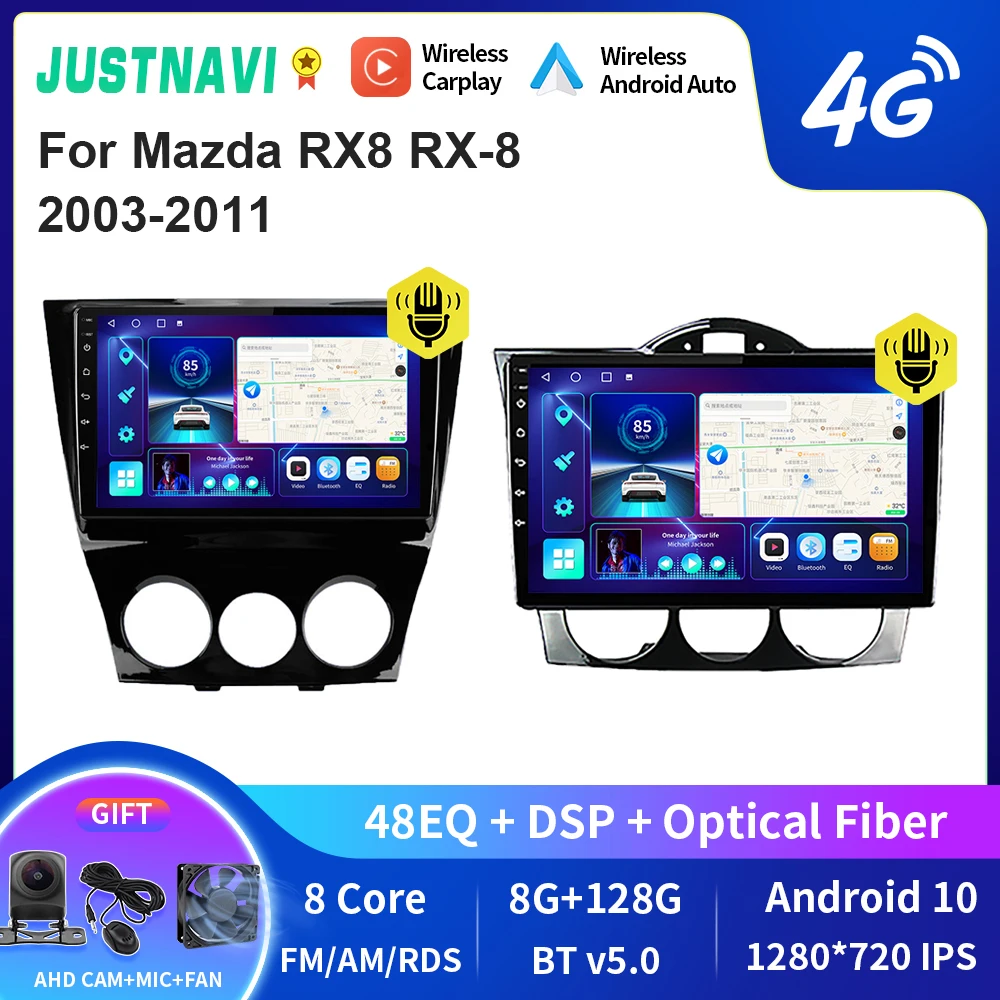 

JUSTNAVI QT10 Android 10,0 автомобильное радио для Mazda RX8 RX-8 2003-2011 мультимедийный плеер GPS навигация Carplay IPS стерео головное устройство