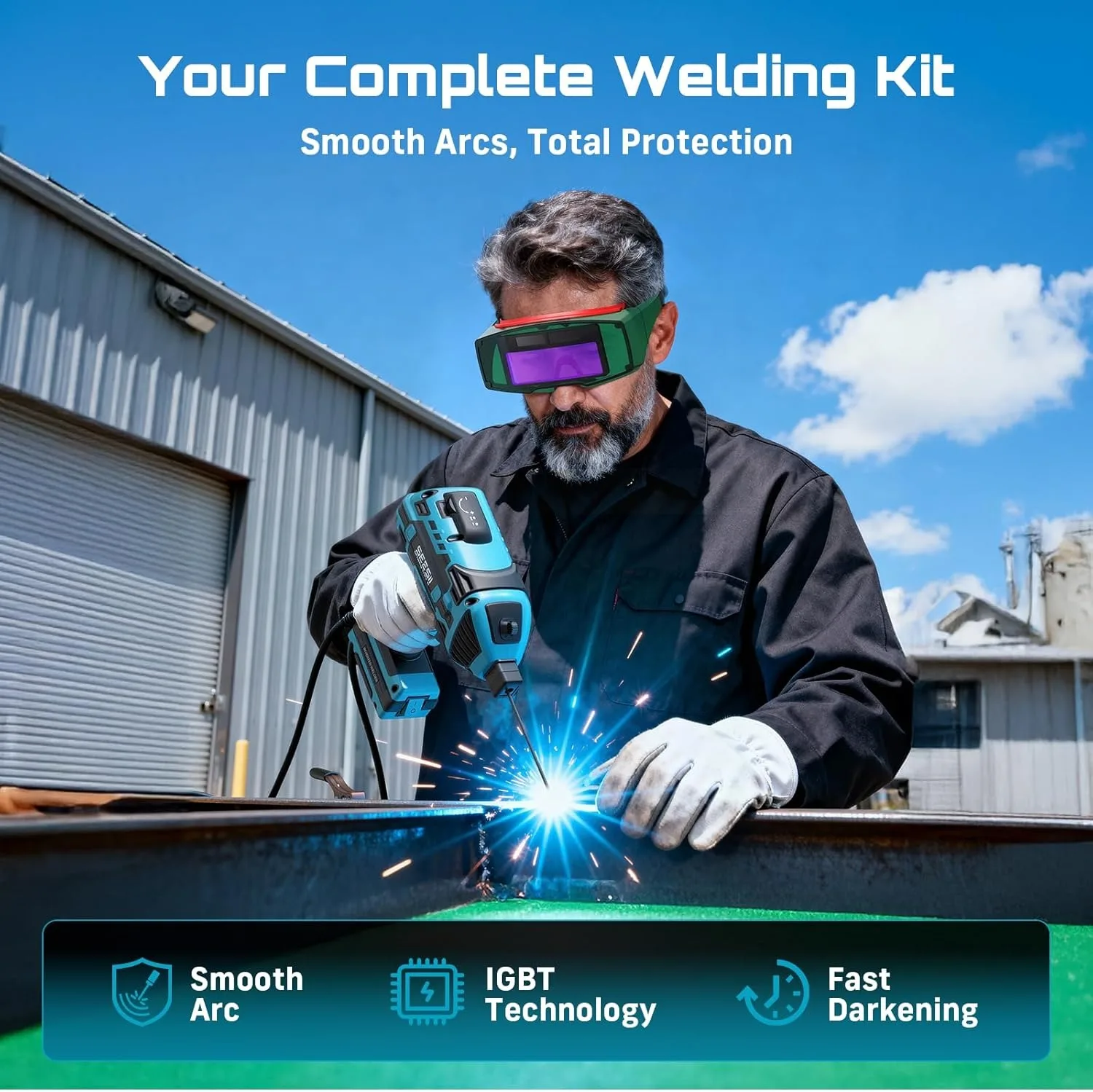 SEESII Welder Handheld 120A Portable Welding Machine with Goggles & Chipping Hammer Compatible with for 3/32