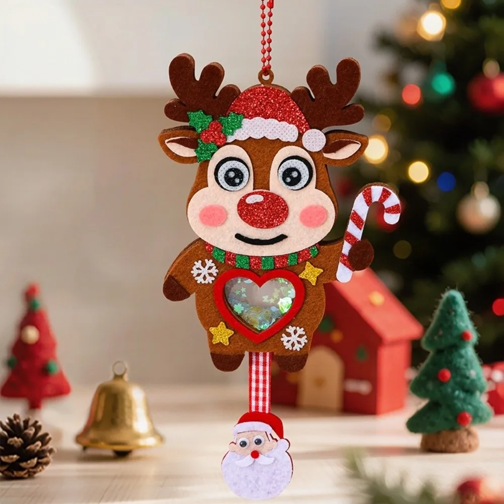 Christmas Wreath DIY Christmas Pendant Santa Claus Elk Xmas Non-Woven Charms Christmas Tree Snowman Shaking Sequins Christmas
