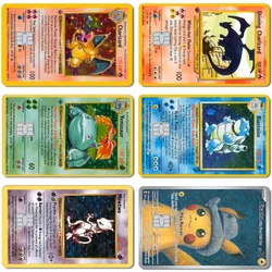 Pokemon Cartoon PVC HD Matte Stickers Film Kawaii Pikachu Blastoise Venusaur Small Chip Debit Cards Front Decorative Decals Skin