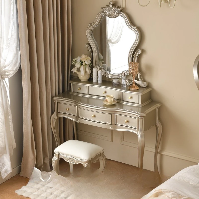

American light luxury solid wood dresser French makeup table furniture neoclassical bedroom combination