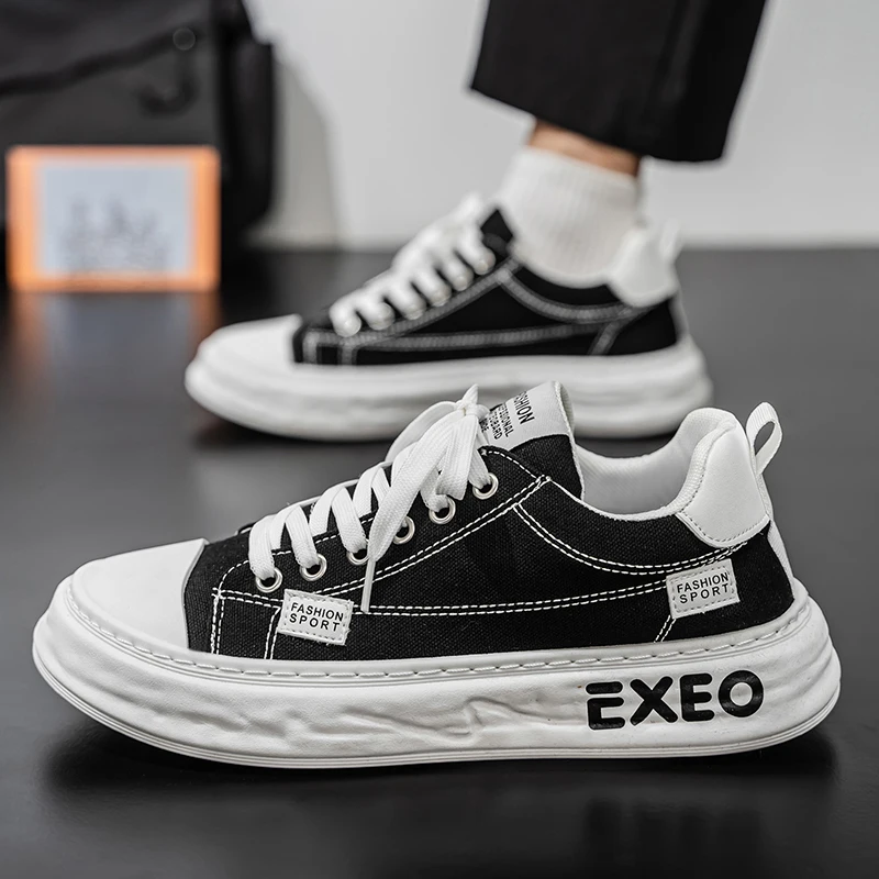 

Minimalist Men Flat Sneakers Solid Tone Soft Rubber Sole Breathable Daily Walking Shoes Trendy All Match Casual Footwear
