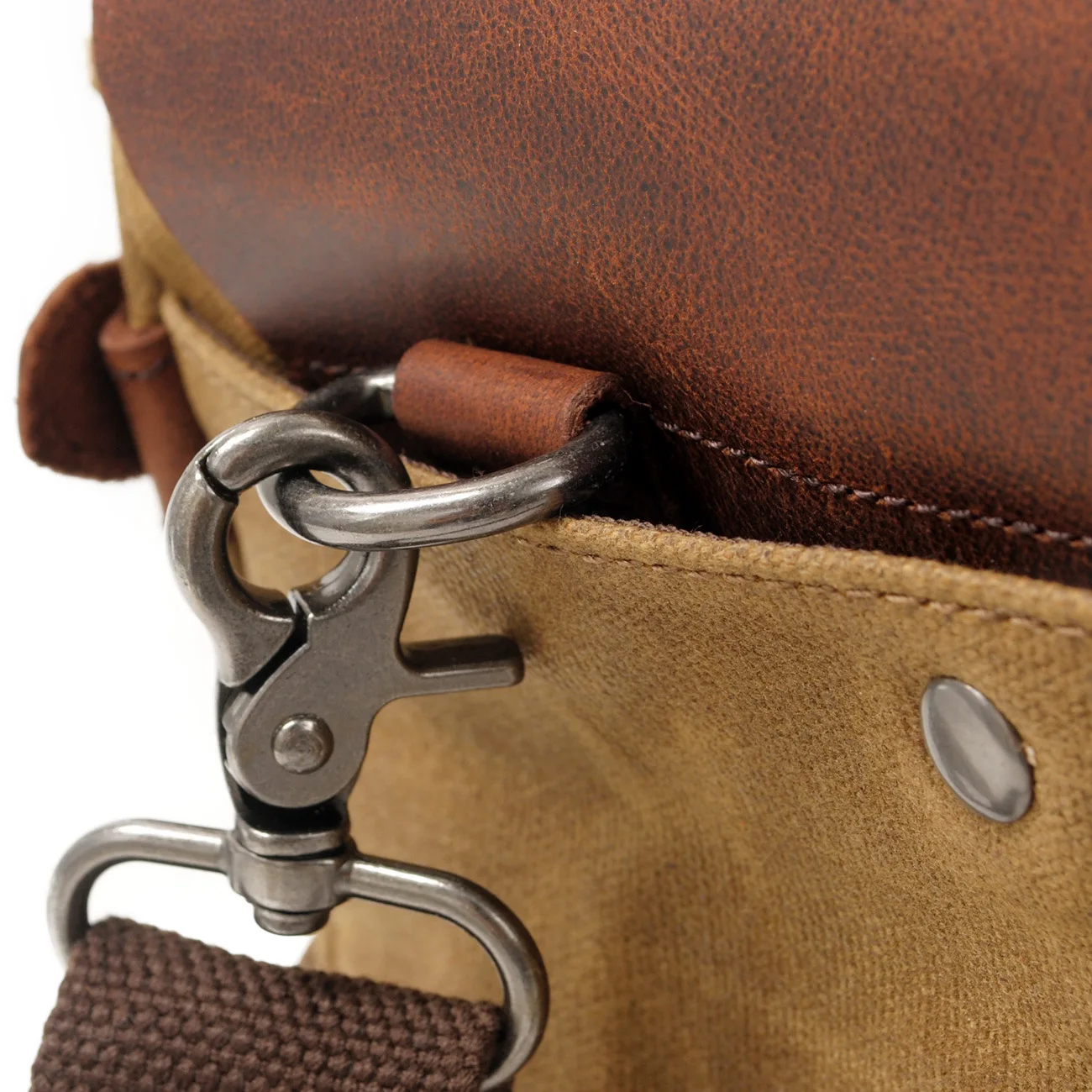 Vintage Oil Waxed Canvas With Crazy Horse Leather Briefcase European-American Men\'S Bag Vintage Single Shoulder Crossbody Tote