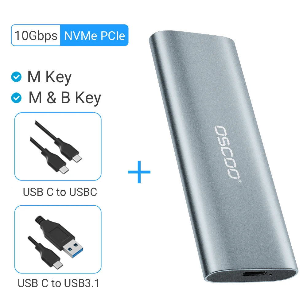 Oscoo m2 ssd caso nvme sata protocolo duplo m.2 para usb tipo c 3.2 gen 2 portátil ssd sata nvme gabinete externo caso do pc