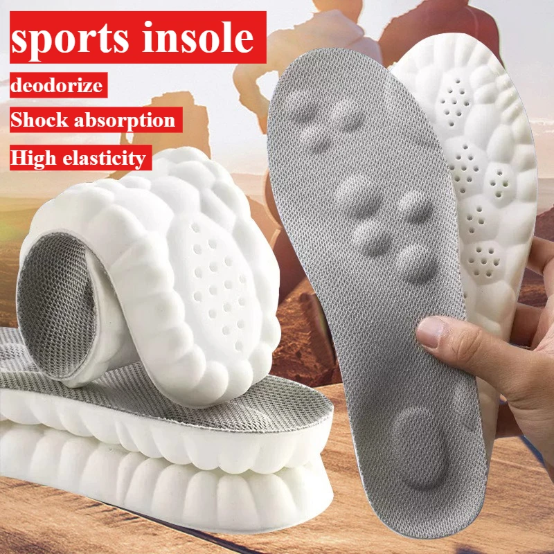 Sport Elasticity Latex Sneakers Insoles Soft Shoe Pads Arch Support Orthotic Insoles Breathe Deodorant Shock Absorption Cushion