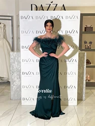 Lorrtta Grace Mermaid Feather Decoration Evening Dress Green Party Robe Soiree De Luxe 2024 Ball Gowns Special Occasion Dresses