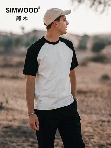 SIMWOOD, novedad de verano, camisetas de tela de sensación fresca Sorona de 240gsm, camisetas de gran tamaño con manga raglán para deportes atléticos, camisetas de entrenamiento para gimnasio