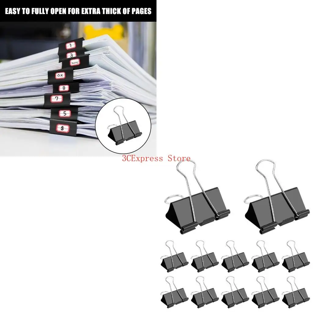 12 PCS Clips Clips Foldback Clips 25mm/32mm/41mm/51mm Povidback Clamps Money Paper Clamps Paper Clips for School
