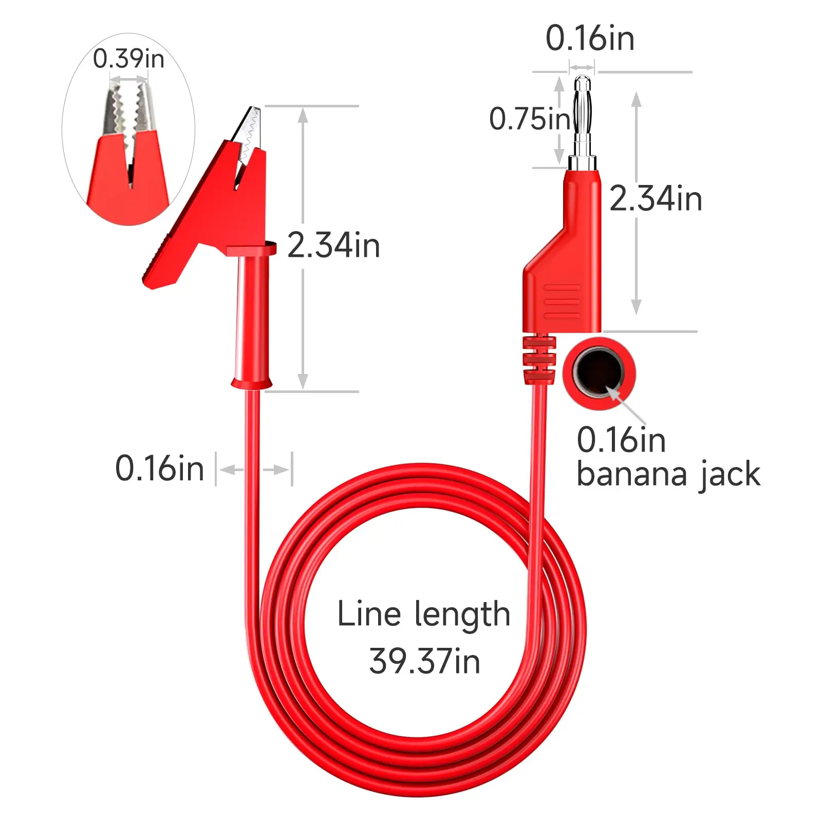 5PCS Test Leads 4mm Stackable Banana Plug to Crocodile Alligator Clips Flexible Cable Wire 3.3ft/1m for  Electrical Testing