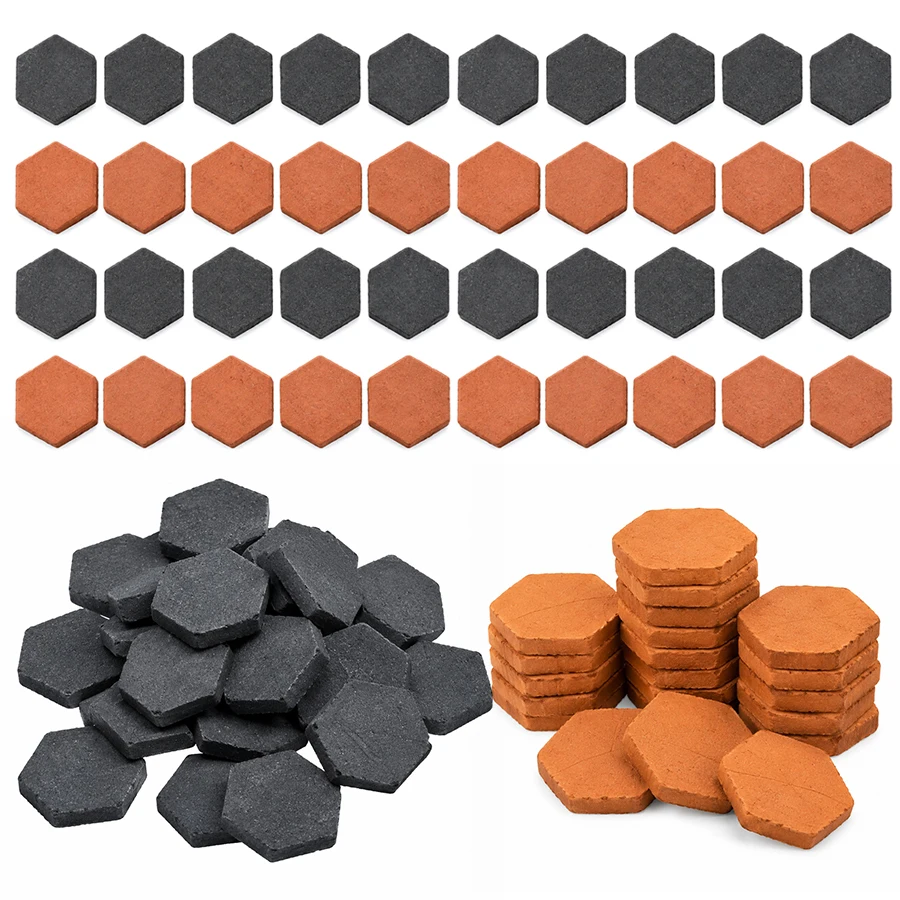 45/90PCS Classic Red Black Hexagonal Mini Bricks Simple Retro Style DIY Handicraft Accessories for Micro Garden Pathway Arts ZYF