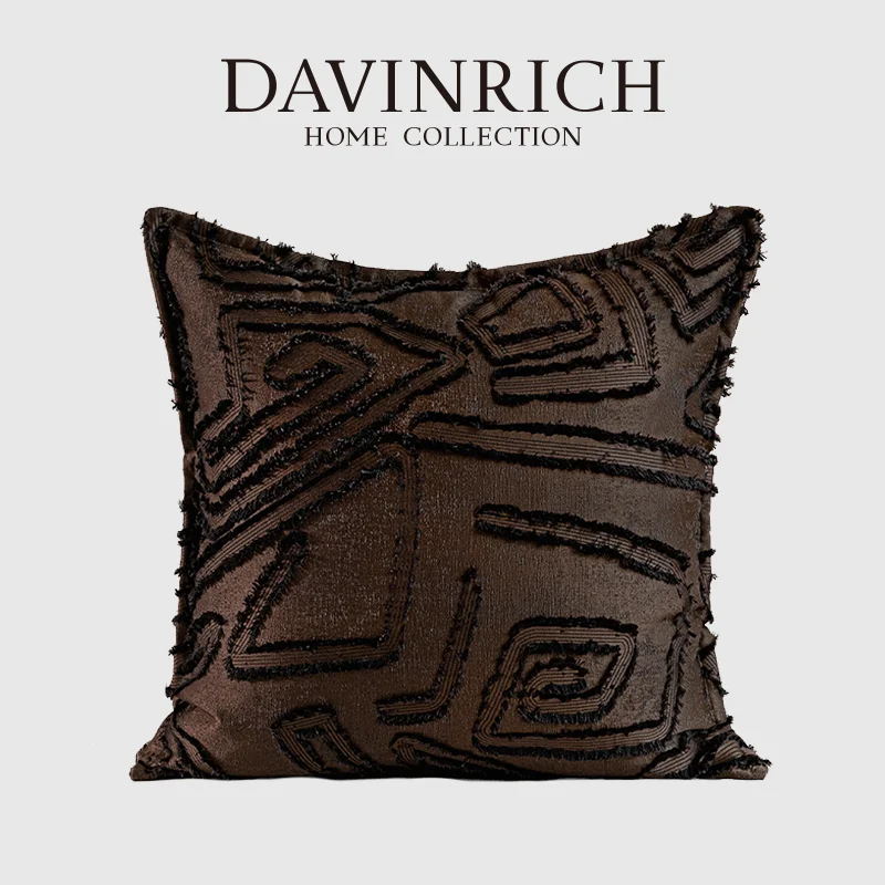 DAVINRICH Designer Topography Geometry Decorative Pillowcase With Hand-Drawn Whiskers Fashionable Cushion Cover For Hotel Offce