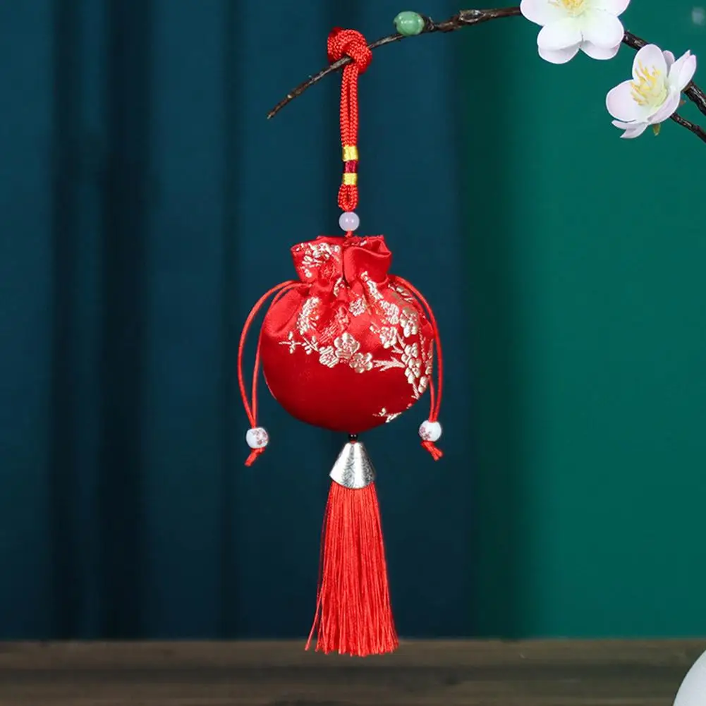 1 Buah Tas Sachet Gaya Cina Pola Bordir Tradisional Motif Keberuntungan Kain Brokat Sutra Hadiah Gantung Mobil Rumah Keberuntungan
