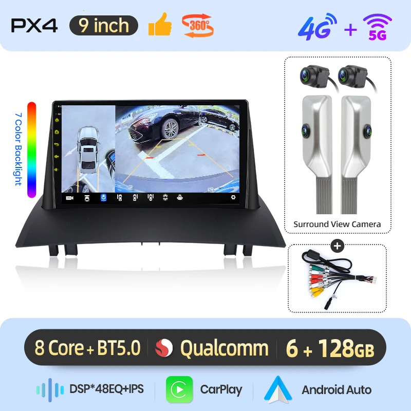 AWESAFE Draadloze CarPlay Android Auto Radio voor Renault Megane 2 2002-2009 GPS Navigatie Plug and Play RDS DSP CAN-BUS Retentie 2din