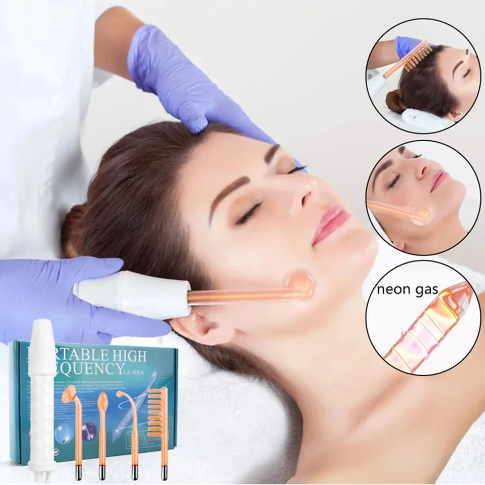 Portable Handheld High Frequency Skin Therapy Wand Machine for Acne Massage Skin Rejuvenation Tightening Wrinkle Reducing Tool