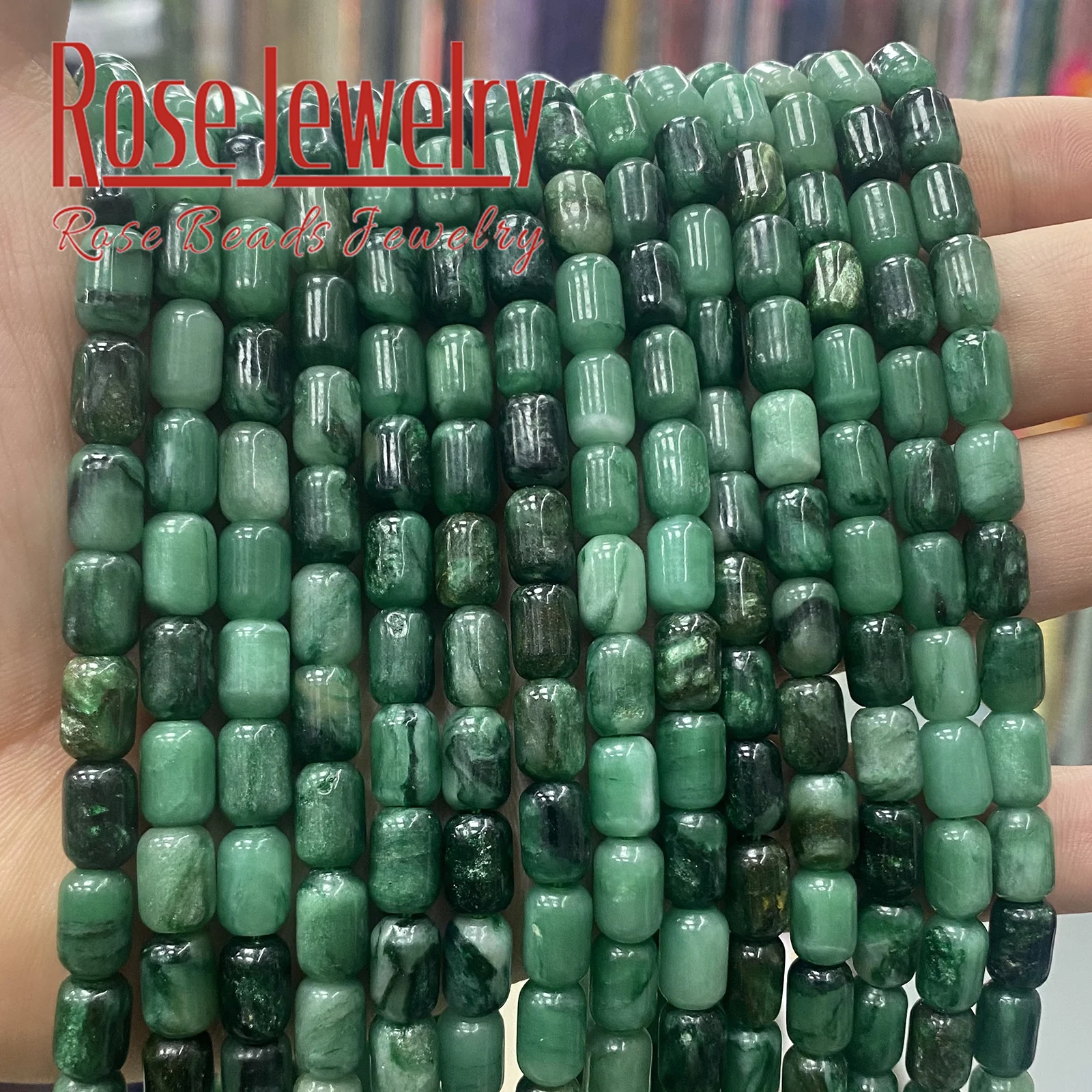 Natural Stone 6*9mm Green Emerald Crystal Cylinder Square Beads for Jewelry Making DIY Charms Bracelets Accessories