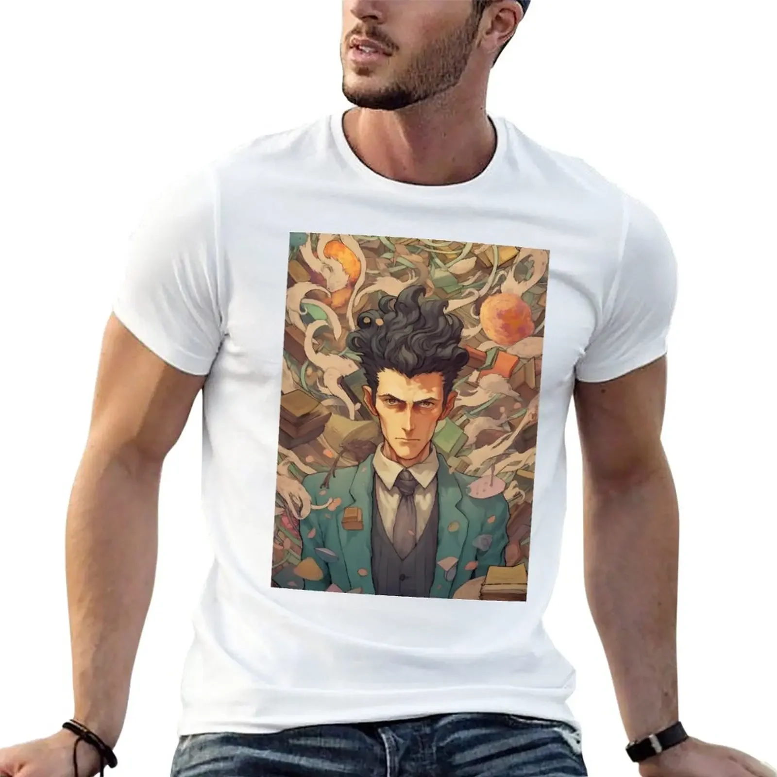 New Ludwig Wittgenstein in anime style T-Shirt Short sleeve tee summer top Men's clothing