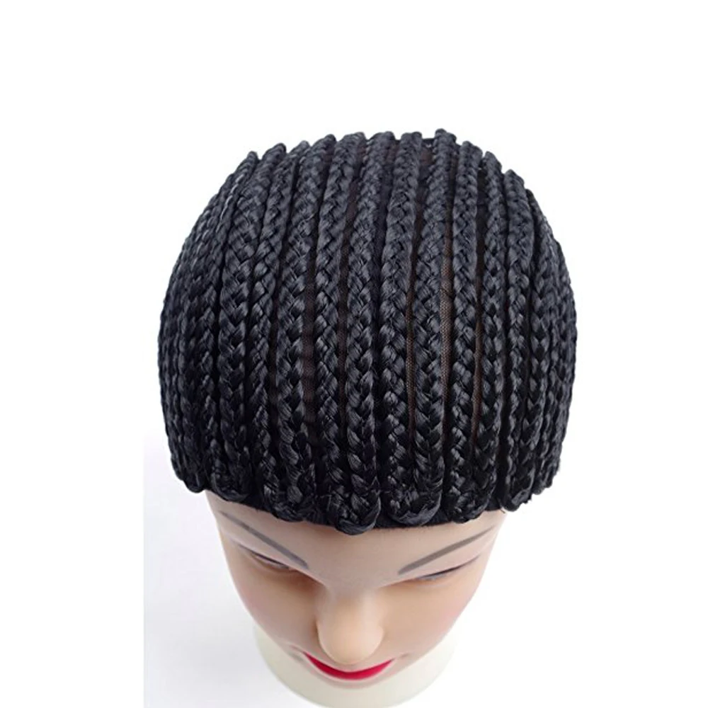 Black Synthetic Braided Wig Cap for Crochet Hair Braids Breathable Cornrow Cap for Easier Sew-in Weave Hair Glueless