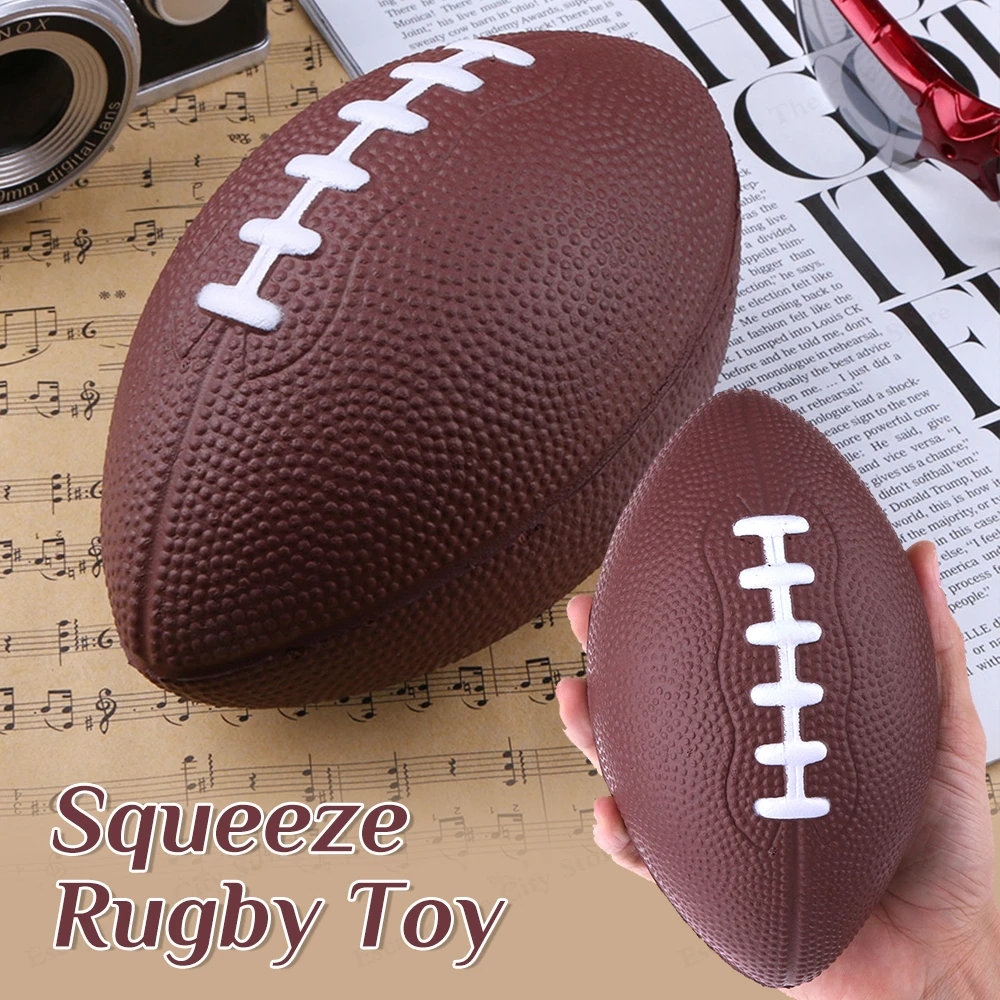 Mini Decompression Rugby Ball Soft PU Hand Squeeze Toy Rugby Ball Inflation-free Brown Gifts for Kids Adults for Pet Training