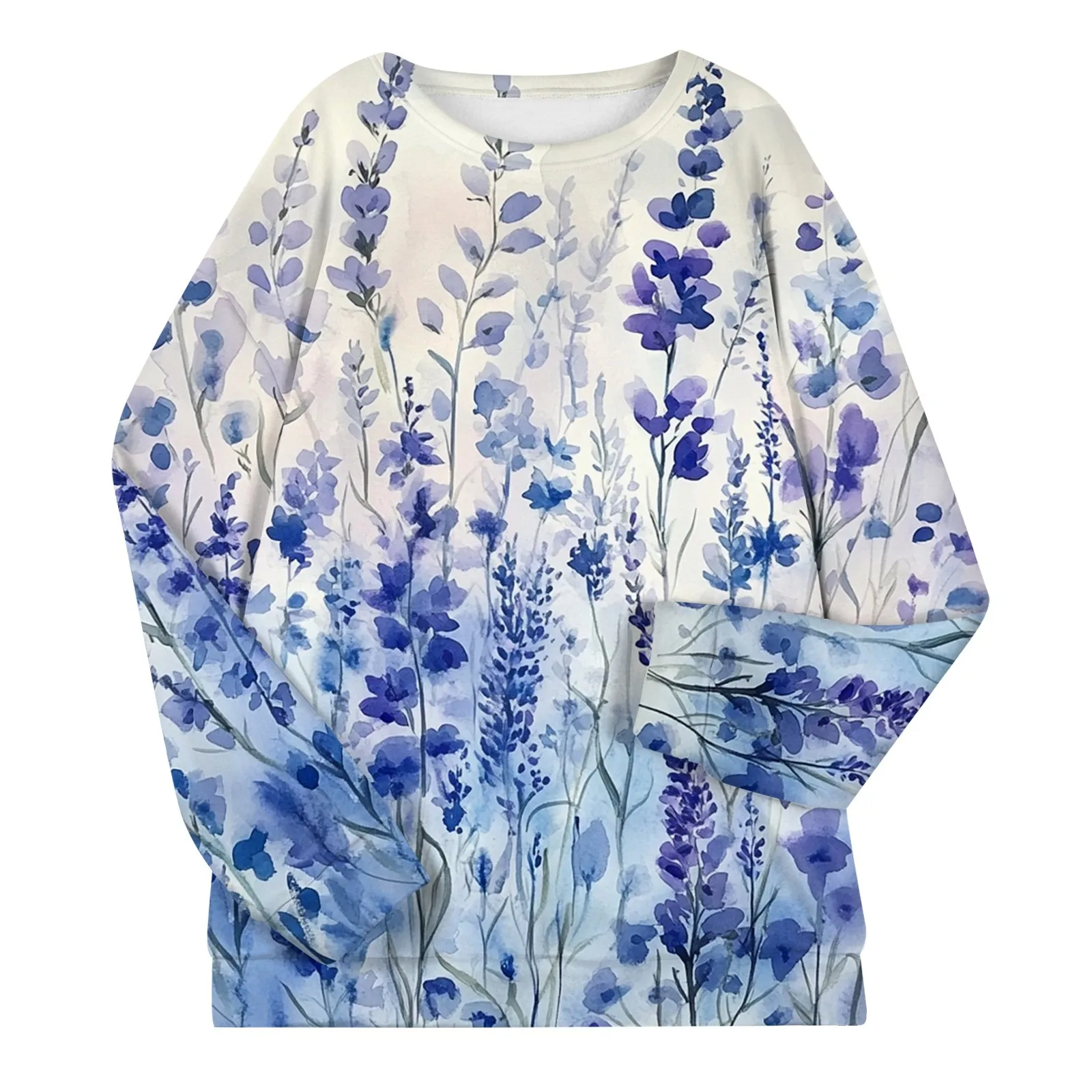 

Trend Autumn Plus Size Woman Sweatshirts New Floral Printing Loose Crewneck Pullover Warm Fleece Tops Female Clothes