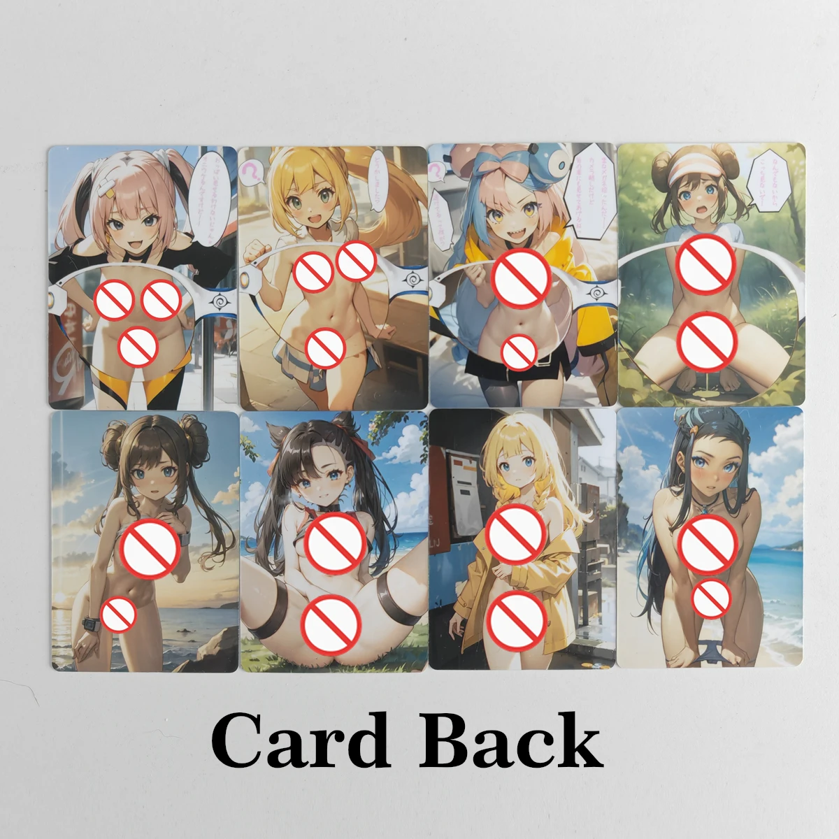 8 pz/set PTCG Sexy Trainer Card Pocket Monsters ACG Iono Lillie No Mosaic Cartoon carte fai da te Boy Animation Collection Card