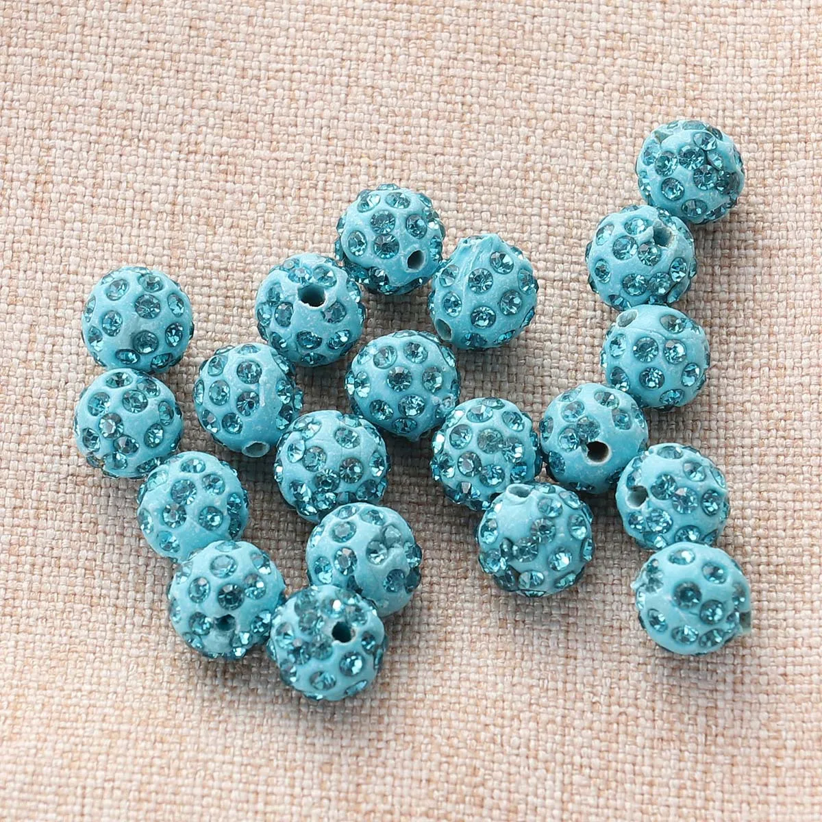 20pcs 10Mm Rhinestone Spacer Beads Crystal Round Drilling Balls For Diy Jewelry Making Shamballa Bracelets Craft Decoration