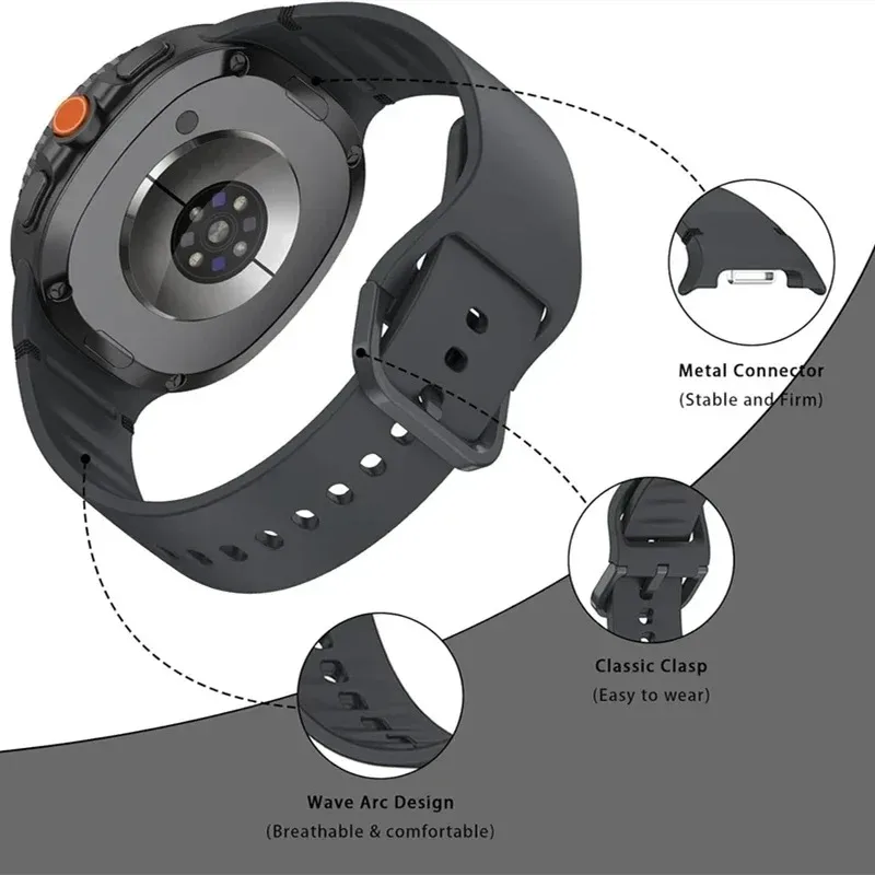 Official 1:1 Silicone Strap For Samsung Galaxy Watch 8 40mm 44mm Soprts Comfortable Wristband Galaxy Watch 8 Classic 46mm Correa