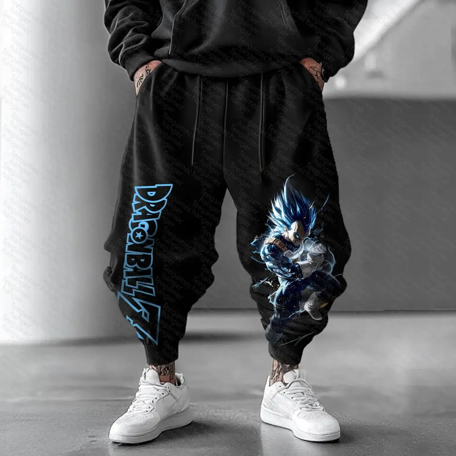 DRAGON BALL Z Future Trunks Felpa con cappuccio nera Super Saiyan con stampa Blue Energy Aura e maniche con design a freccia Anime Streetwear