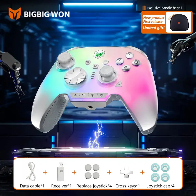 New BIGBIG WON Rainbow3 Wireless Game Controllers NearLink 2.4G Hall Joystick Micro Motion Button RGB Gamepad for PC/Switch/XBox