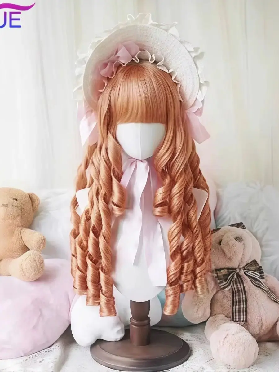 XIYUE Synthetic Black Wig with Long Ponytail Short Straight Wig Lolita Cosplay Party Harajuku Blonde Wig With Bangs for Women
