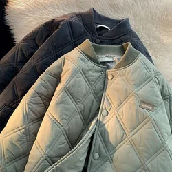 Winter Men's Jacket Stand Collar Thicken Button Windproof Baseball Jackets Casual Solid Warm Couples High Street Padded Clothes