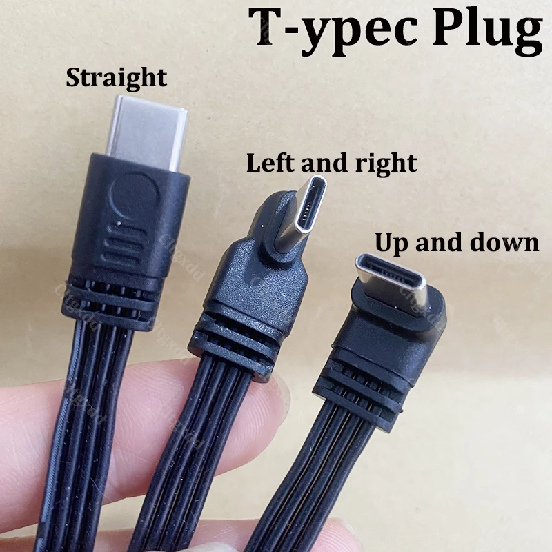 Cltgxdd 1 Stück USB-A-zu-Typ-C-Schnelllade-Datenkabel, gerade/oben/unten/links/rechts abgewinkelt, flacher Silikon-Weichdraht 10/30/50/100 cm – Detail 3