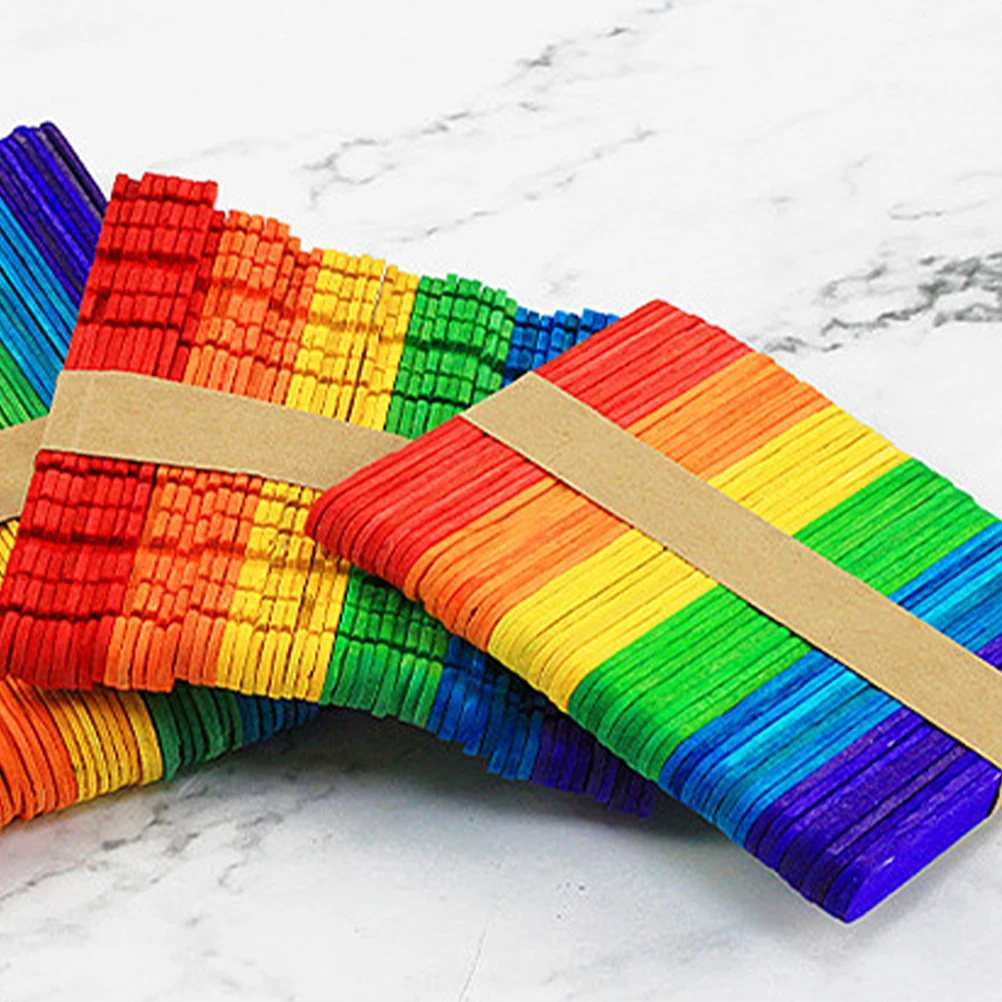 

80pcs Colored Popsicle Craft Ice Cream Wooden Sticks Diy Building Wedding Props Summer Party Dessert Shop Kindergarten Use