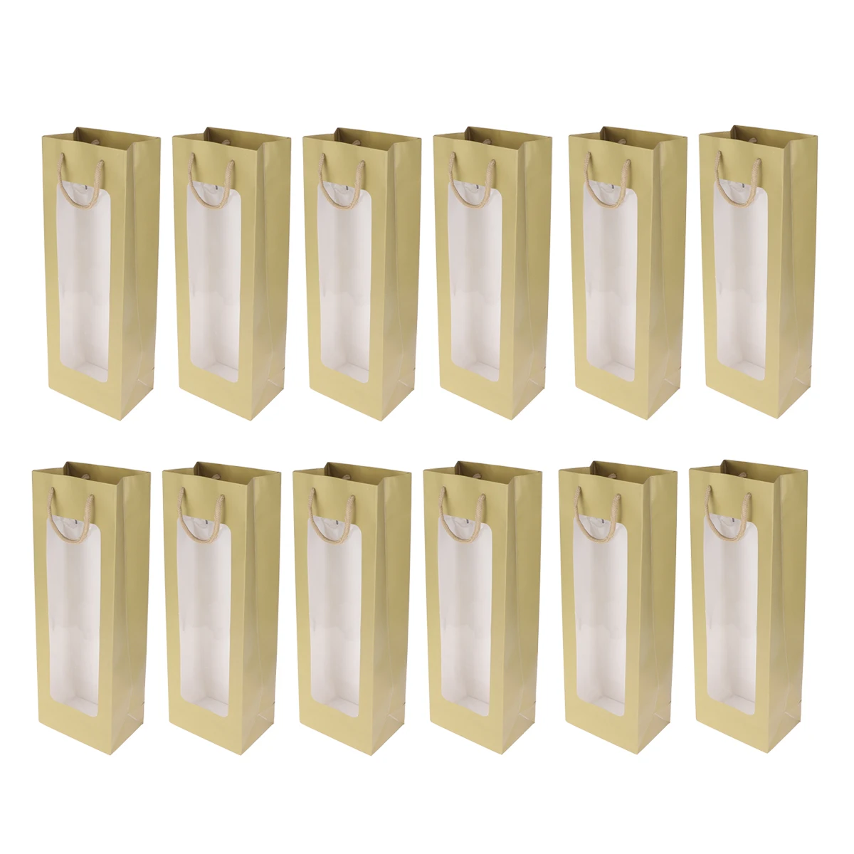 

12 Pcs Red Bags Paper Handle Flat Bottom Single Bottle Storage Christmas Gift Bag Carrier Kitchen Bar Tool