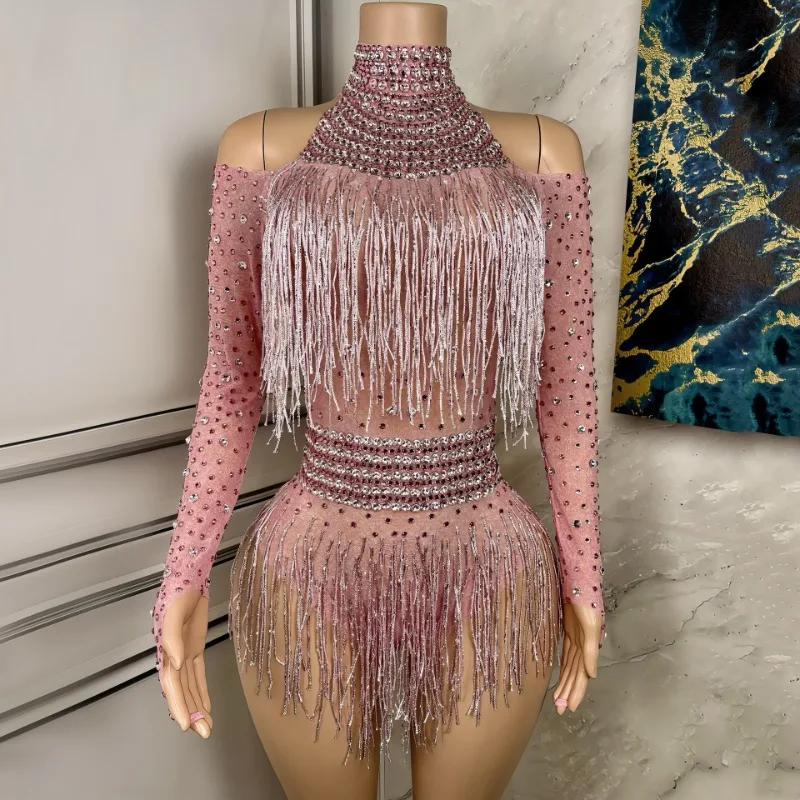 أداء تنورة قصيرة تول القلائد حجر الراين شرابات التنانير الصغيرة الإناث المغني المرحلة Bodvsuit أزياء مسرحية الرقص