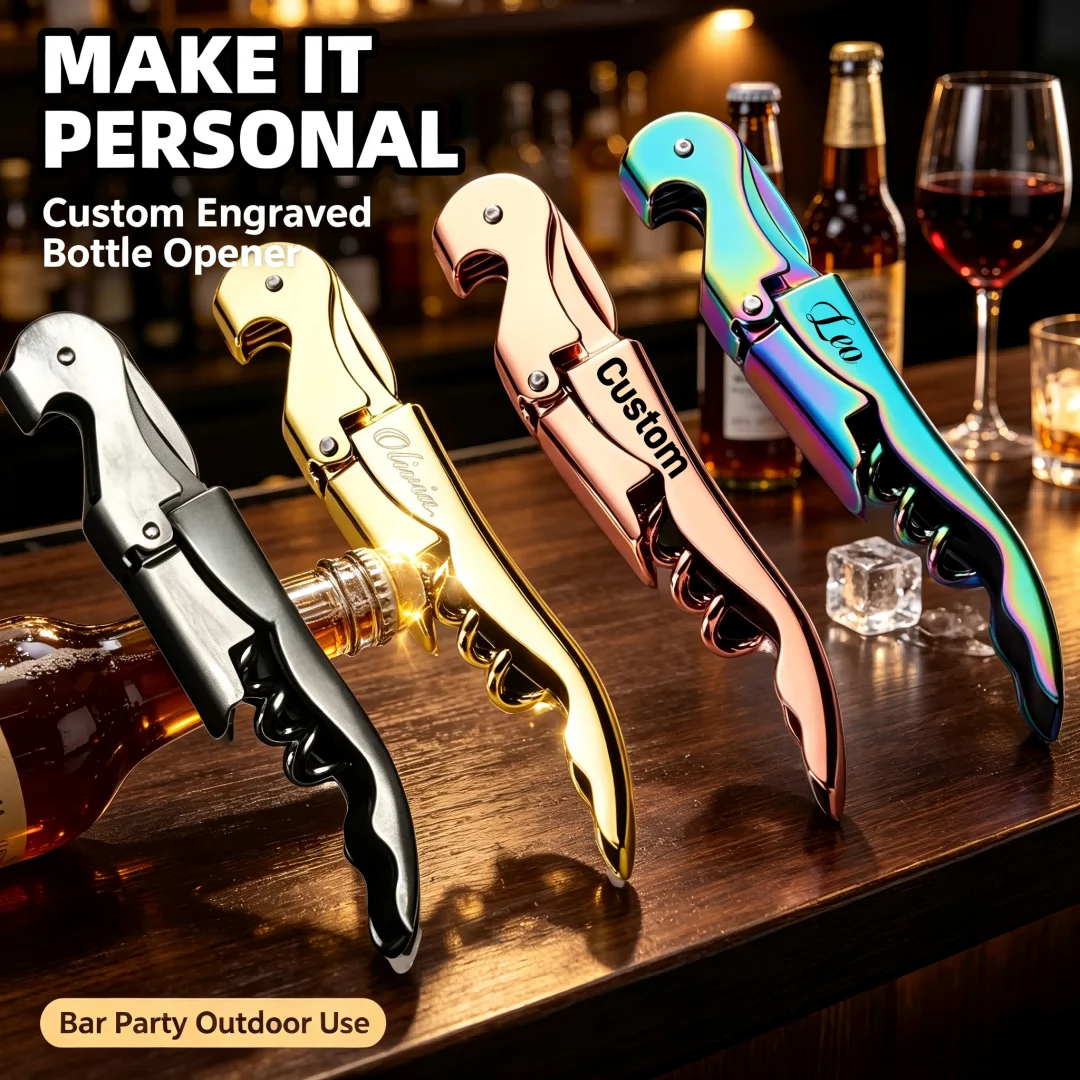 Custom Multifunction Wine Corkscrew Opener Personalized Kitchen Tool Seahorse Three In One Stainless Steel Beer Bottle Opener