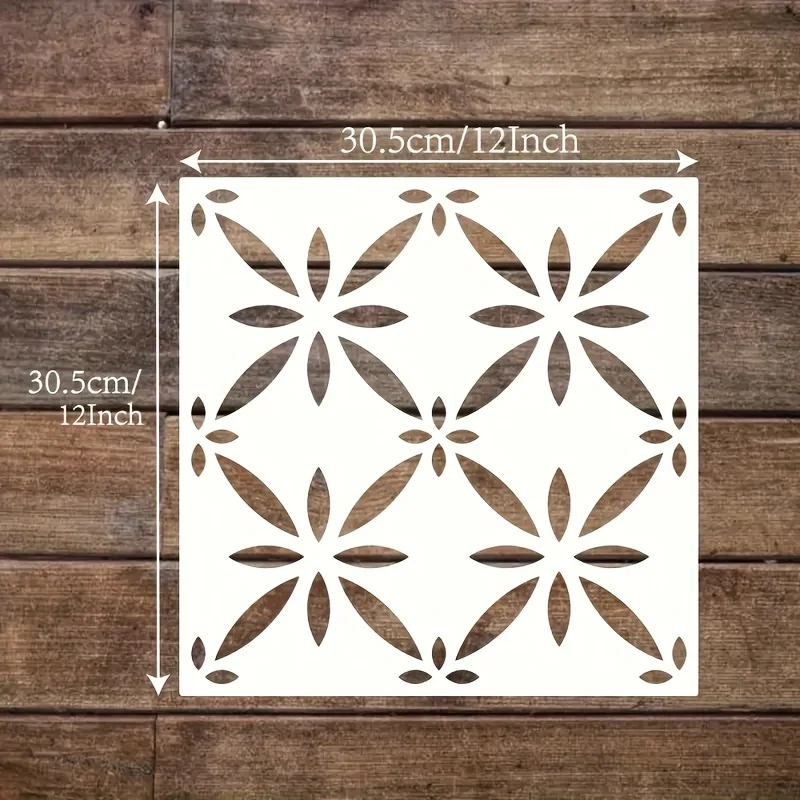 2PCS 11.8x11.8 inch Geometric Wall Stencil Set for Painting – Reusable Plastic Templates for Home Decor, Furniture, Floors, DIY