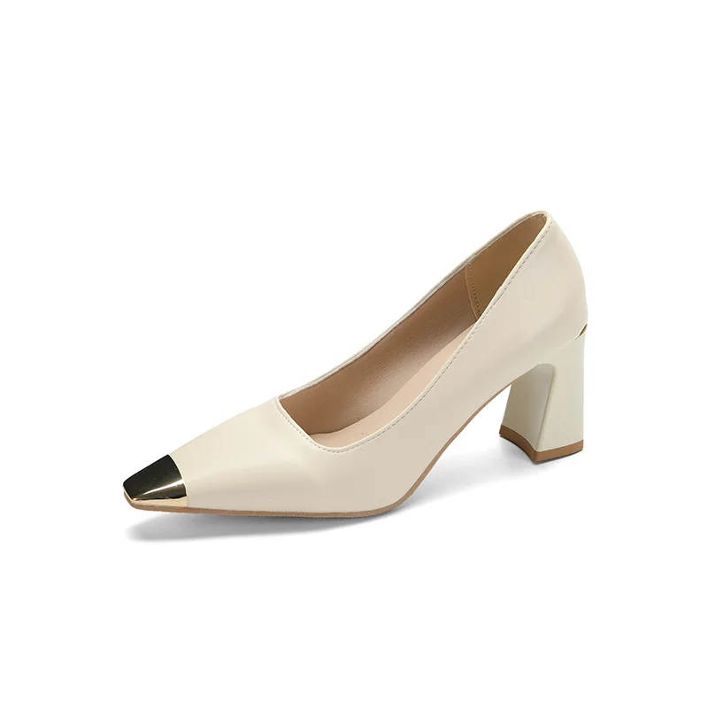 Small Square Toe High Heels for Women In Spring  Style with Bold and Versatile Heels, Niche Design, French Luxury Single Shoes