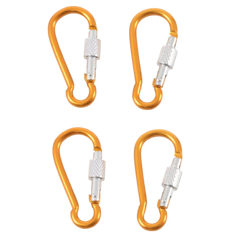 Aluminum Travel Adjusting Screw Carabiner Clip Hook 5Cm Long 4-PIECE Gold-Colored