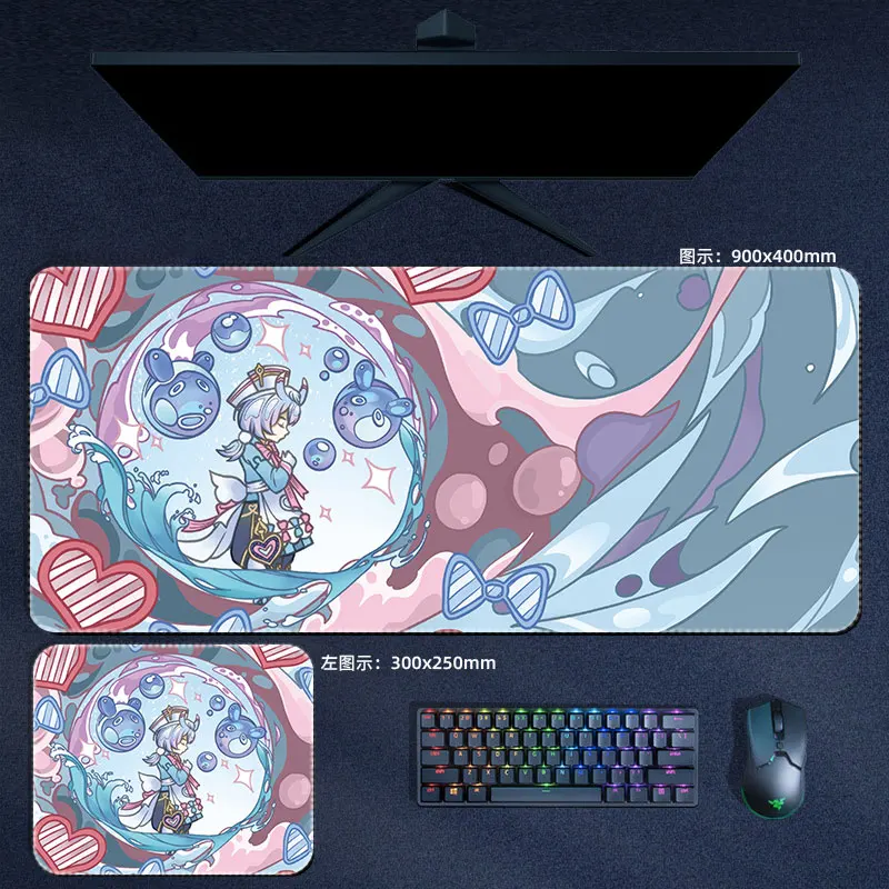 แผ่นรองเม้าส์แบบอนิเมะ genshin แผ่นรองเมาส์แบบกระแทก Hu TAO nahida SCARA Raiden แผ่นรองเมาส์สำหรับเล่นเกมมังงะคอมพิวเตอร์แผ่นรองปูโต๊ะ