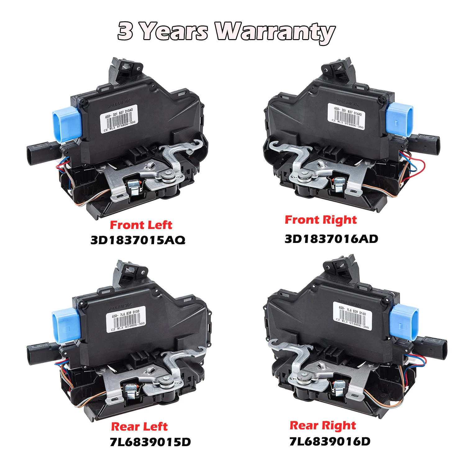 3D1837015AQ,3D1837016AD,7L6839015D,7L6839016D Front Rear Left Right Door Lock Actuator For VW Touareg 2003-2010