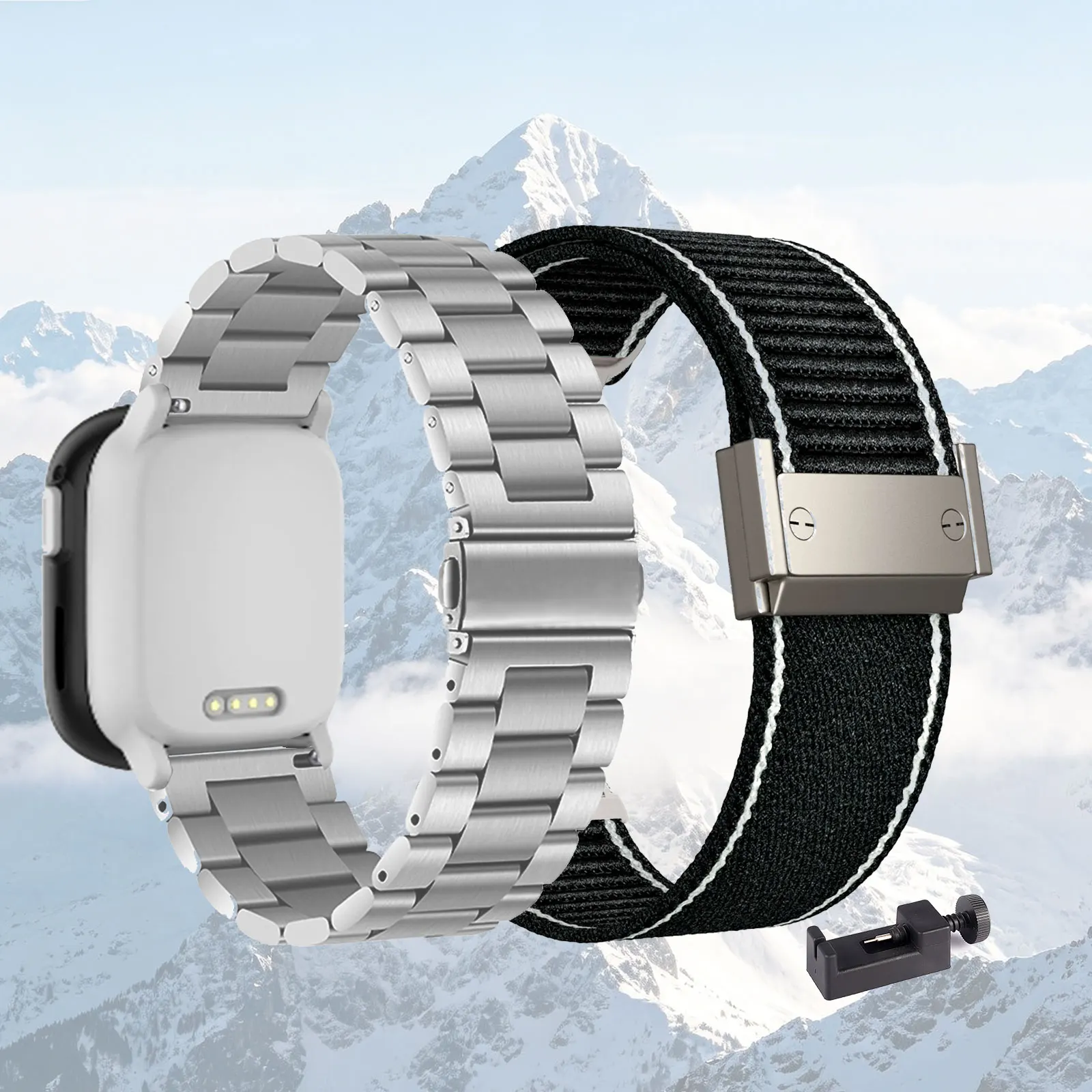 2pcs Bands for Xplora X6 Play/X6/X6 Pro/XPLORA XMOVE/Sloth cloud H97/Anio 5/Anio 6 One Metal Strap and One Nylon Strap