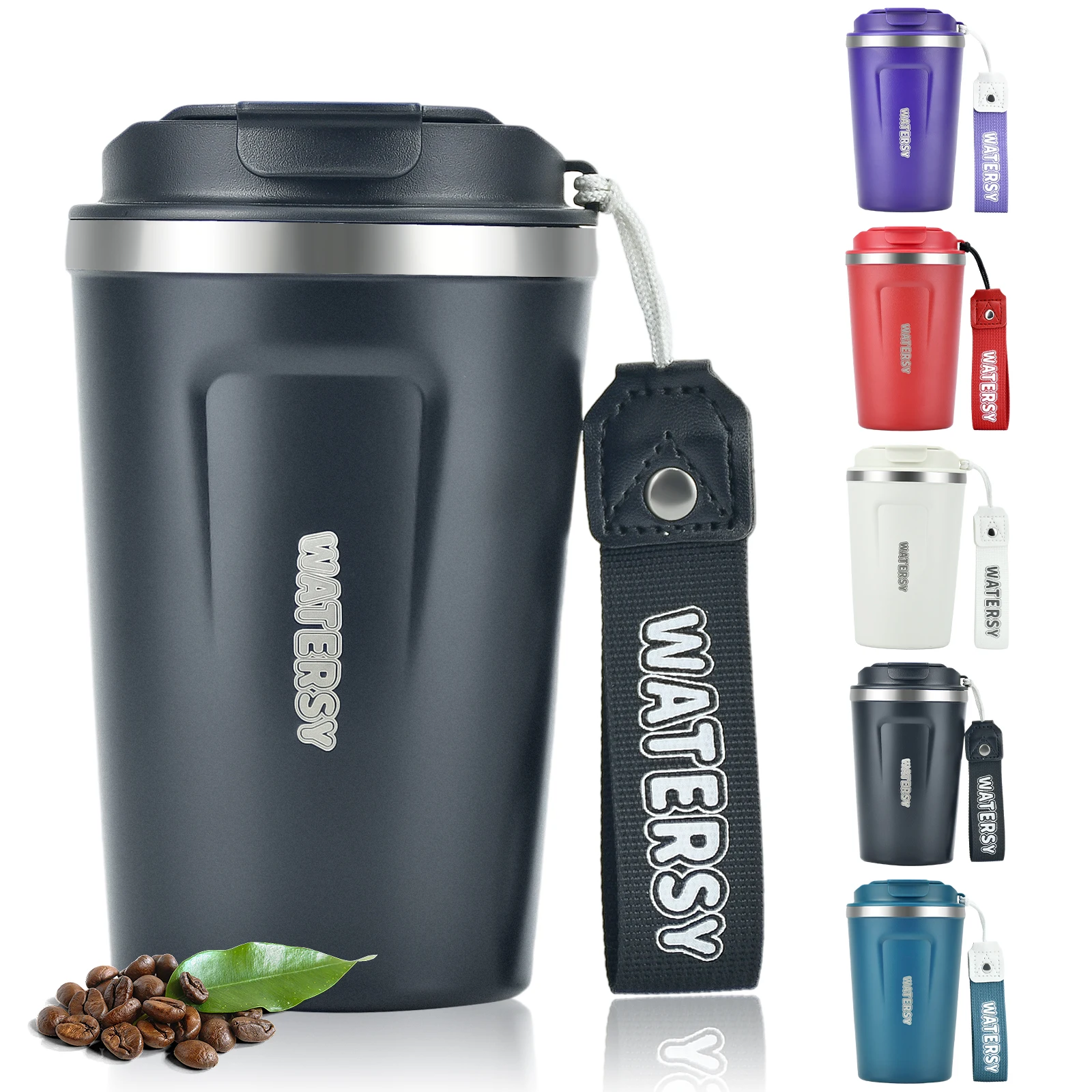 1pcs WATERSY 380ML/12.85 oz Stainless Steel Vacuum Insulated Tumbler - Coffee Travel Mug Spill Proof with Lid - Thermal Cup