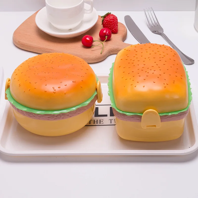 Hamburger shaped lunch box, microwave safe, multi-layered and perfect for children and gifts, cute and creative