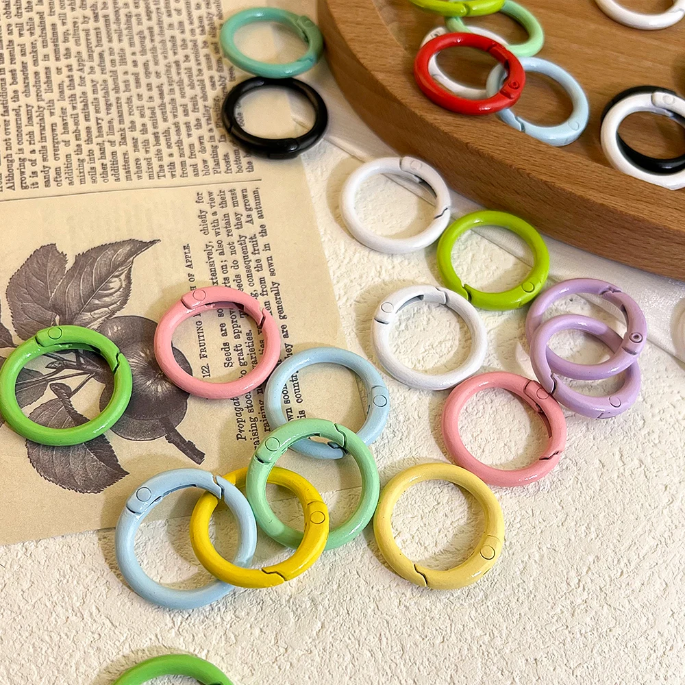 5pcs 10pcs 2.4cm Macaron Color O Ring Spring Clasp Openable Round Keychain Clips For DIY Hang-up Ring Buckle Connector