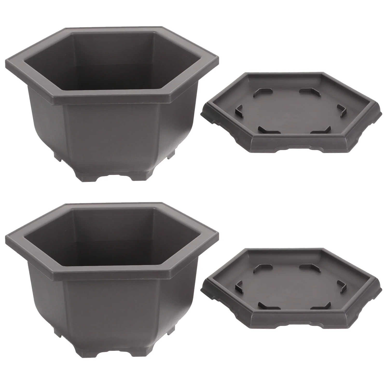 

2Sets Plastic Planter Pots with Saucers Durable Indoor Plant Containers for Succulents Cactus and Small Plants