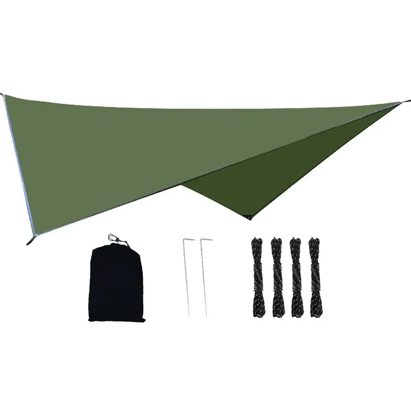 Sun Shade Canopy Beach Outside Canopy Beach Shade Rhombic Portable Canopy Waterproof Sun Shelter With Ropes & Ground Nails For