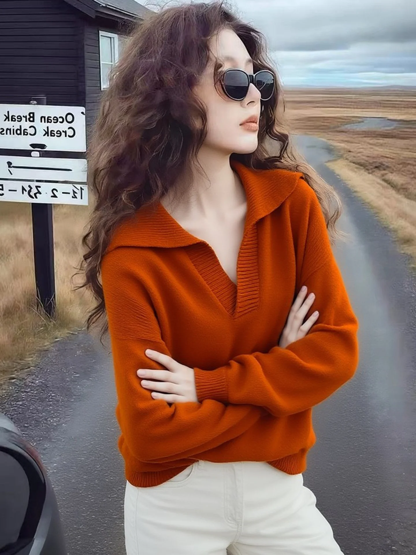 Chique preguiçoso sle thiened longo sve pulôver camisola branco melhorando solto ajuste coreano faion inverno entrada de malha topo