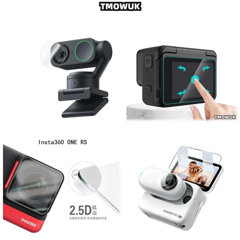 

For Insta360 GO 3S ACEPro 2, Hard Tempered Glass LCD Screen Protector + TPU Soft Lens Film Cover Case For One RS Link 2 Link 2C