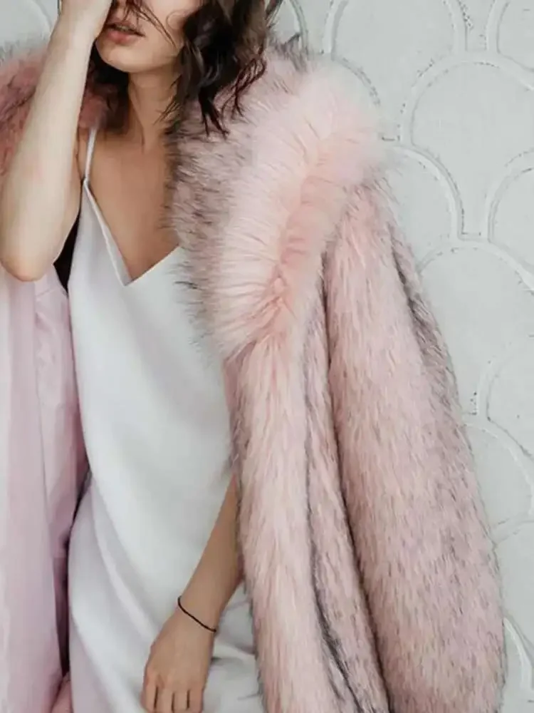 Fashion Tide Faux Fur Coat European Style Hooded Loose All Match Warm Cardigan Top Jacket Women Autumn Winter 2025 New