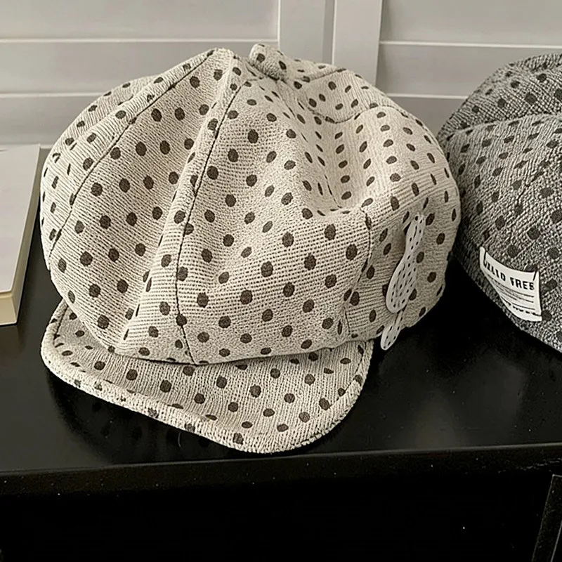 Musiksymbol-Design Polka-Dot-Hut Damen Weiße Polka-Dot-Baskenmütze Spezielle Musiksymbol-Dekoration Modische Stoff-Baskenmütze 2026